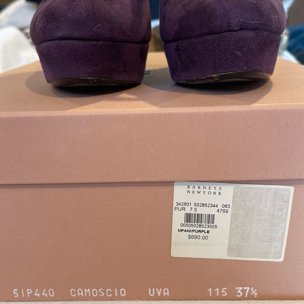 Miu Miu Purple Suede Mary Jane Heels Sz 37.5 - Picture 7 of 7